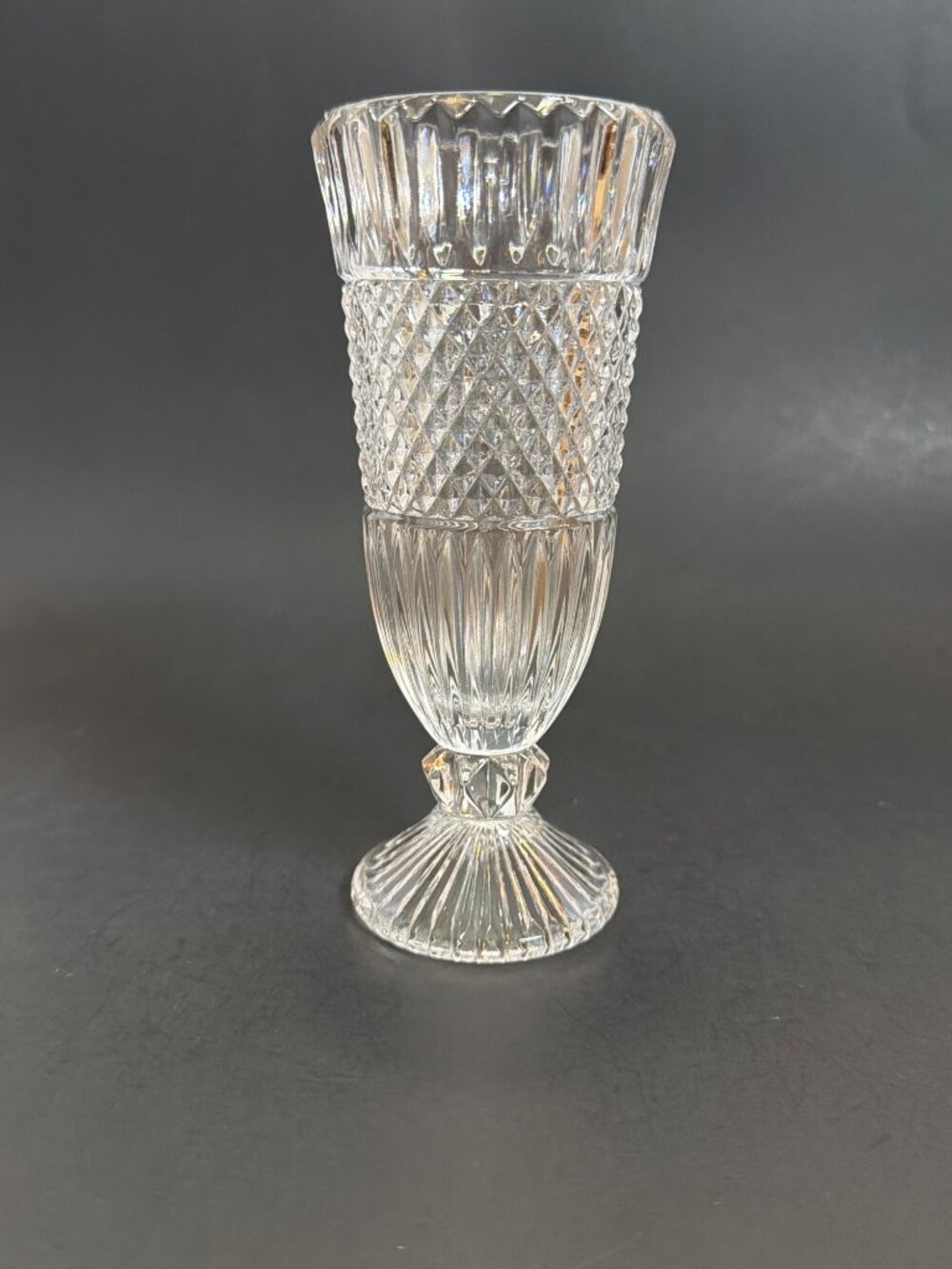 Vintage 1980s Fostoria Leonardo Clear Lead Crystal Footed Bud Vase USA MCM 6.25" - Picture 3 of 9